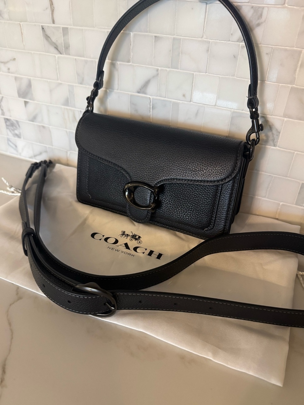 Coach Tabby 20 Black Pebble Leather Shoulder/Crossbody Bag